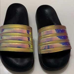 Adidas Iridescent Slide Sandals with Black Base